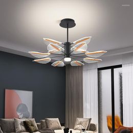 Chandeliers Creative Acrylic Leaf Pendant Lamp Modern Design Living Room Lighting Main Home Decor Warm Bedroom Ceiling Chandelier Light