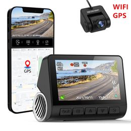 V55 3 Inch IPS Dash Cam Built in GPS WIFI 1080P Car DVR Dual Lens Dash Camera Dashcam Wide Angle Video Recorder Rear Camera Night Vision