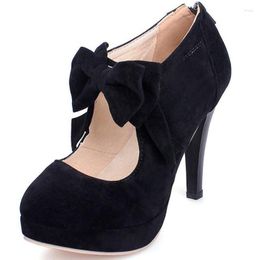10.5cm Shoes 944 Dress Bow High Heel Large Size 30-47 Black Women's Red 5