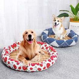 Mats Summer Cool Mat Round Dog Beds Nonslip Scratch Proof Bed Cushion for Small Medium Large Dog House Pad Pet Supplies