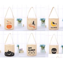 Other Festive Party Supplies Luminous Halloween Candy Bags Canvas Bucket Bag Sacks Stuff Tote For Trick Or Treat Reusable Grocery Dhmfd