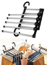 5 in 1 Multifunctional Trouser Storage Rack Adjustable Pants Tie Storage Shelf Closet Organizer Stainless Steel Clothes Hanger ne2565592