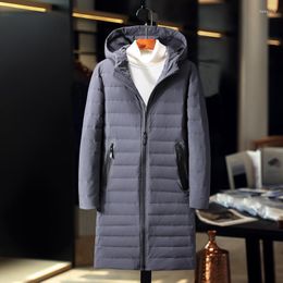 Men's Down Mens Hooded Long Duck Jackets Man Thick Winter Coats Male Fashion Overcoat Keep Warm Outerwear JK-8009