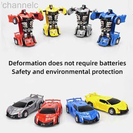 Diecast Model Cars One Key Deformation Toys Automatic Transform Robot Plastic Funny Diecasts Boys Amazing Gifts Kid