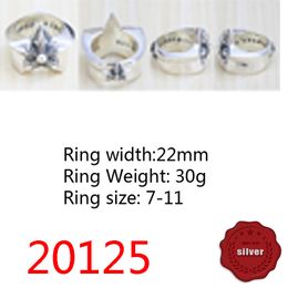 20125 Fashion ring S925 sterling silver domineering pentagram letters handsome personality simple lovers Europe and the United States finger decoration