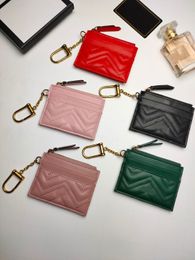 Designer Card Holder Wallet Purse Quality Pouch Quilted Genuine Leather Womens Purses Mens Key Ring Credit Coin Mini card Bag