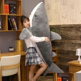 Plush Dolls Big Size Soft Toy Plush Simation Shark Stuffed Toys Slee Cute Pillow Cushion Animal Gift For Children 220409 Drop Delivery Dhfxp