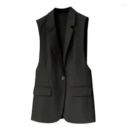 Women's Vests Suit Waistcoat Breathable Blazer Vest Basic Style Women Fashion Slim Fit Solid Office Workwear