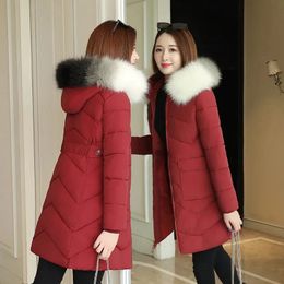 Womens Jackets Winter Fashion Fur Collar Hooded Down Cotton Coat Womens Parkas Jacket Long Warm Padded Puffer Parkas Snow Wear Outerwear Female 231127