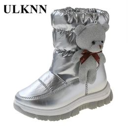 Boots Kids Snow Boots Plush Warm Baby Winter Silver Boots Girls Shoes Warm Fur Waterproof Antiskid Boys Ankle Boots Child Winter Shoes 231127