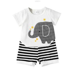 Clothing Sets Summer Baby Clothes Set Boys Short Sleeve Elephant T-shirt Tops Stripe Shorts Toddler Boy Two-piece