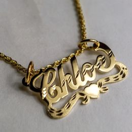 Pendant Necklaces Custom Name Single Plate Nameplate Necklace Pendant Personalized Gold Stainless Steel Charm Necklace Women 231127