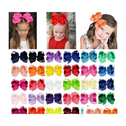 Hair Accessories 6 Inch Cute Handmade Baby Girls Bowknot Clips Kids Boutique Solid Ribbon Bows Hairpin Barrettes Drop Delivery Matern Dhop3