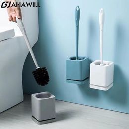 Brushes AHAWILL Household Toilet Brush WallMounted Long Handle No Dead Angle Cleaning Tool with Base Draining Bathroom Accessories Set