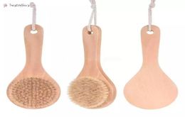 Dry Bath Body Brush Back Scrubber Antislip Short Wooden Handle Natural Bristles Shower Exfoliating Massager FY5312 B0623x18590945