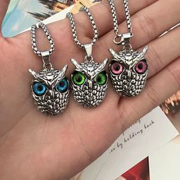 Fashion Alloy Opal Pendant Necklace Women Choker Lady Girl Owl Pendant Necklace Long Sweater Necklace Accessories