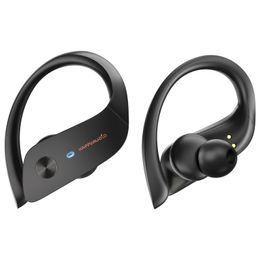 HAPPYAUDIO S3 Earhook Headphones,Sport Bluetooth 5.3 Earphone,in Ear Wireless Earbuds with Clear Call,Deep Bass,56 Hour,Wireless Charging Box,IPX6, Ios, Android, PC