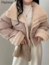Women's Fur Faux Fur Winter Reversible Teddy Cotton Coat Women Long Sleeve Loose Korean Ladies Cropped Jackets Casual Modis Woman Jackets Coats 231127