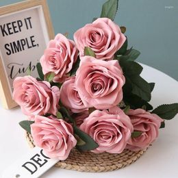 Decorative Flowers 10pcs/lots 8cm Artificial Silk Rose Flower For Home Party Decoration Fake Wedding Bouquet Decor