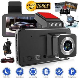 Other Electronics 40In Dash Cam Car DVR 24H HD 1080P Dash Camera Dual Lens Video Recorder 1080P Black Box Cycle Dashcam Mirror Driving Recorder J230427