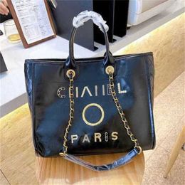 50% off Handbags Luxury Women's Beach Metal Pearl Letter Badge Tote Bag Small Leather Large Chain Wallet A2ZD