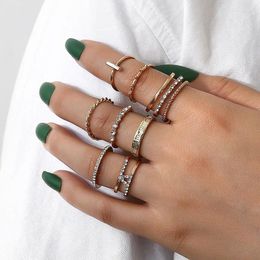 Cluster Rings Pack Of 8 Fashion Creative Knuckle For Women With Geometric And Inlay Rhinestone Design Female Ring