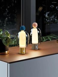 Table Lamps Nordic Bedside Small Lamp Postmodern Glass LED Charging Touch Living Room Study Simple Bedroom Light