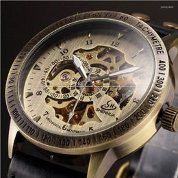 Wristwatches Wristwatch SHENHUA Vintage Bronze Automatic Mechanical Watch Mens Sports Quartz Male Waterproof Relogio Masculino