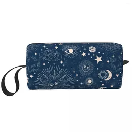 Cosmetic Bags Sun Moon Star Makeup Bag Pouch Boho Decor Travel Toiletry Small Storage Purse For Women