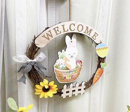 Home New Product Easter Decoration Rabbit Wooden Root Wreath Wedding Decoration3685087