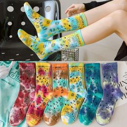 Women Socks Autumn And Winter Hip Hop Women's Korean Fashion Gradient Colour Sports Cartoon Cashew Nuts Colourful Fun