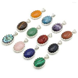 Pendant Necklaces Natural Stone Pendants Egg Shape Amethysts Turquoises Agates Charms For Jewelry Making Diy Women Necklace Earrings Gifts