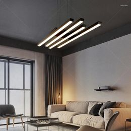 Chandeliers Modern Minimalist LED Restaurant Pendant Lights Nordic Black Living Room Bedroom Dining Table Lighting