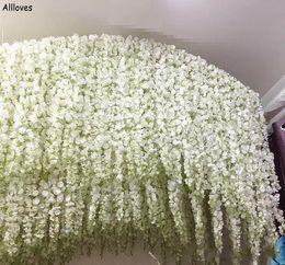 Sztuczne kwiaty ślub 12pcs/dekoracje opakowania Fałszywe winorośl rattan wiszący girland String jedwabna wisteria do urodzin Domowa wystrój 110 cm/75 cm CL1852