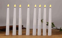 12 Pieces Plastic Flameless Battery Operated LED CandlesYellow Amber Flickering Halloween Taper Candles For Event and Party H12228153967