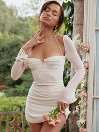 Casual Dresses Summer Bodycon White Sexy Women Party Arrivals Stretchy Mini Evening Club Night Drop 230427