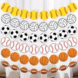 Party Decoration Sports Banner Football Volleyball Rugby Basketball Baseball Paper Pull Garland Venue