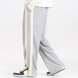 Men's Pants Men Sweatpants Versatile Striped Wide Leg Comfortable Stylish For Side Pocket