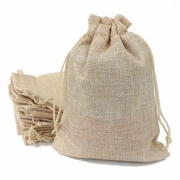 Gift Wrap One Pack (50PCS) 13X18CM Burlap Fabric Favor Sack Bags With Drawstring For Kids Party Birthday And Wedding Accessories