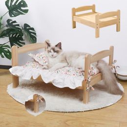 Mats Ins Hot Pet Cat Bed Cat Nest Wooden Small Bed For Cats Small Dogs Four Seasons Universal Detachable Washable Pet Bed