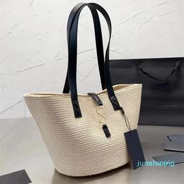 2023-luxury Raffia Straw weave basket bags Top handle handbag Beach 44 Womens mens Large Shopping designer weekend Crossbody clutch Shoulder bag