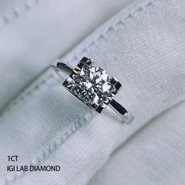 Cluster Rings 18K Gold Lab Growth IGI Certificate Diamond 1.04ct 1 Women Engagement Wedding Ring Fine Jewelry Factory Custom Jewellery