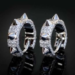 Stud 2023 Newest Gold Colour Punk Men Women Earrings Ear Studs Spike Rivet Hoop Gothic Shiny Zircon Hip Hop EarrJewelry J231127