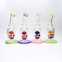 9.5inch Glass Percolator Bong Hoohak Water Pipe Colorful 14mm Joint with Bowl for Free