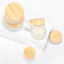 Frosted Glass Jar Skin Care Eye Cream Bottle Refillable Cosmetic Container Makeup Amber Brown Clear Bottles Pot with Inner Liners and I Ibph