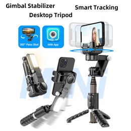 Tripods 360Rotation Phone Stabiliser Desktop Handheld Gimbal Stabiliser Fill Light Wireless Remote Selfie Stick Tripod Phone Holder New J230427