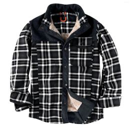 Men's Jackets 2023 European Plaid Long Sleeved Shirt With Plush Oversized Warm Pure Cotton Coats Daily Winter Jacket Men