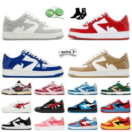 Designer A Bathing Ape BapeSK8 Sta Shoes Womens Mens Casual Platform Sneakers Patent Leather White Green Pink Red Grey Black Low Panda Runners Sports Trainers