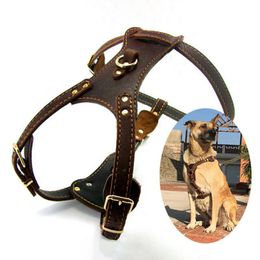 Harnesses Genuine Leather Large Dog Harness Vest Walking Training big Dog Harnesses for German Shepherd Labrador Husky Working Dogs