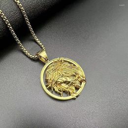 Pendant Necklaces HIP Hop Round Pendants For Men Stainless Steel Gold Color Christ Jesus Face Necklace Male Christian Jewelry